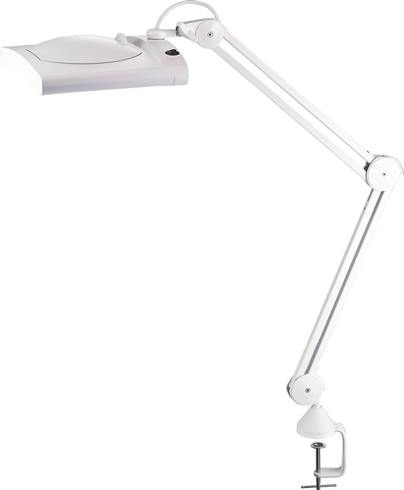 9000483067 - Detailbild_LED-Lupenleuchte Glaslinse 190,5mm (7,5″) Standfuß weiß Abdeck.,eckiger Kopf