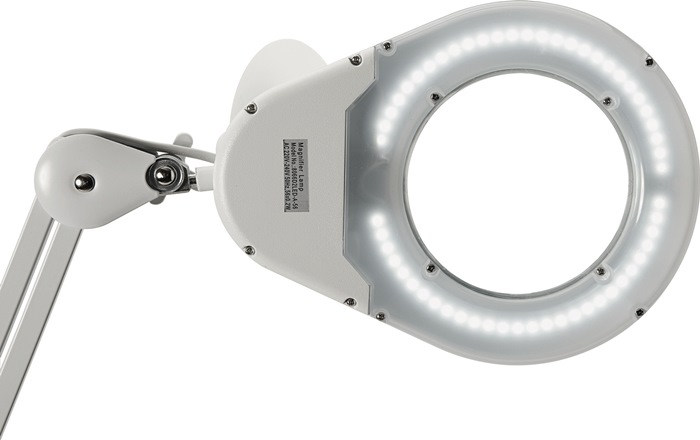 9000483074 - Detailbild2_LED-Lupenleuchte Glaslinse 127mm 5Zoll Tischklemme schwarz Abdeckung,runder Kopf
