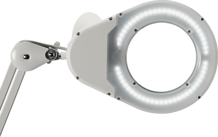 9000483074 - Detailbild4_LED-Lupenleuchte Glaslinse 127mm 5Zoll Tischklemme schwarz Abdeckung,runder Kopf