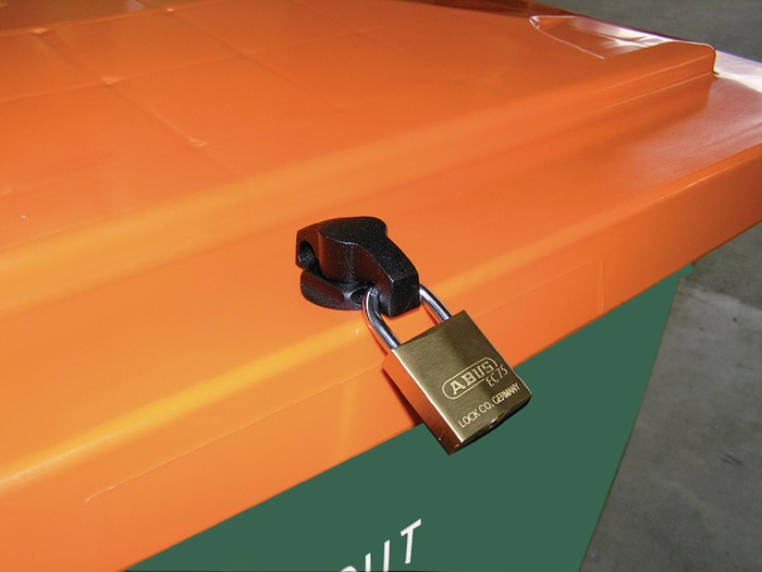 9000491220 - Detailbild_Streugutbehälter L790xB605xH775mm 210l HD-PE grün/orange