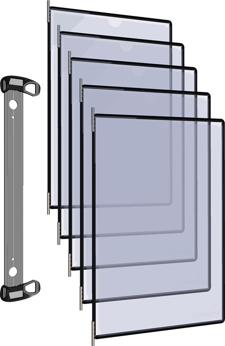 9000492060 - Detailbild4_Wandhalter 5 Sichttafeln PP schwarz m.Neodym-Magnetf.DIN A4 TARIFOLD