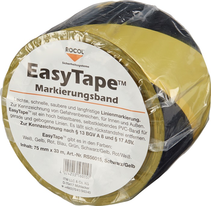 9190491492 - Detailbild_Bodenmarkierungsband Easy Tape PVC schwarz/gelb L.33m B.75mm Rl.ROCOL