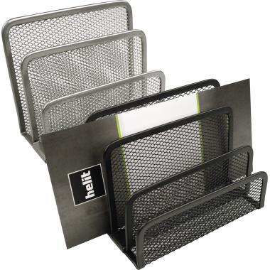 9199107461 - Detailbild_helit Briefständer Mesh H2518300 14x7x9,7cm 3Fächer Metall silber