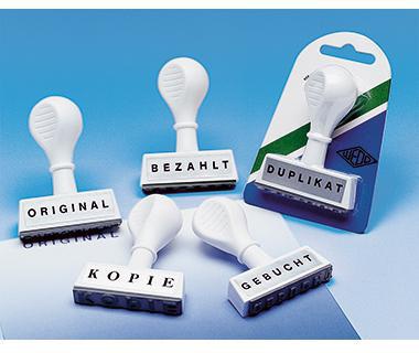 9199112559 - Detailbild_WEDO Textstempel GEBUCHT 19312 45mm Kunststoff weiß