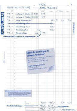 9199114670 - Detailbild_Avery Zweckform Kassenabrechnung 428 DIN A4 2x50Blatt