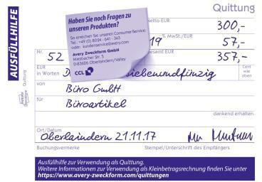 9199114784 - Detailbild2_Avery Zweckform Quittung 1250 DIN A6 quer 100Blatt