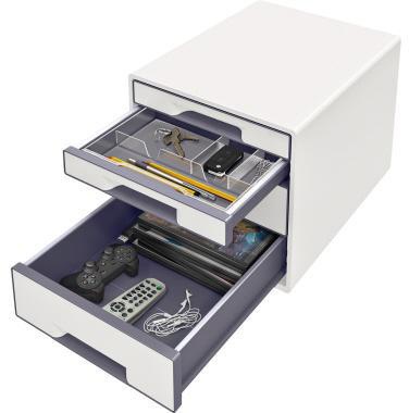9199125386 - Detailbild_Leitz Schubladenbox WOW CUBE 52132001 4Schubfächer weiß/grau