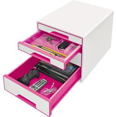 9199125387 - Detailbild_Leitz Schubladenbox WOW CUBE 52132023 4Schubfächer weiß/pink