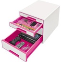 9199125387 - Detailbild_Leitz Schubladenbox WOW CUBE 52132023 4Schubfächer weiß/pink