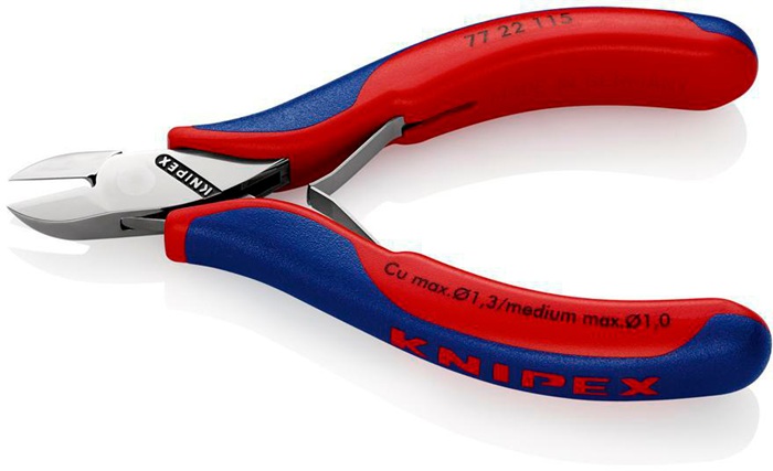 4000810741 - Detailbild_Elektronikseitenschneider L.115mm Form 2 Facette nein 2K-Hülle spiegelpol.KNIPEX