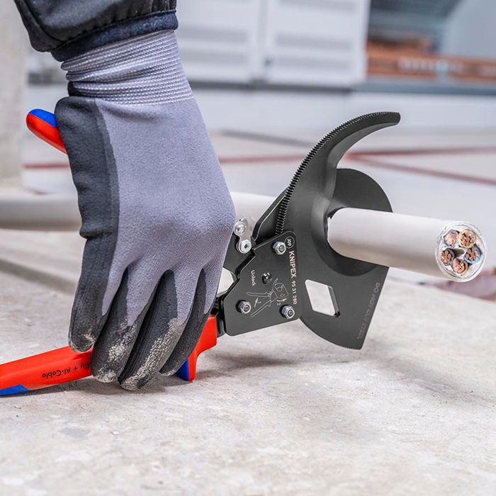 4000810929 - Detailbild_Kabelschneider Gesamt-L.280mm max.52 (380 mm²)mm Mehrkomp.-Hüllen KNIPEX