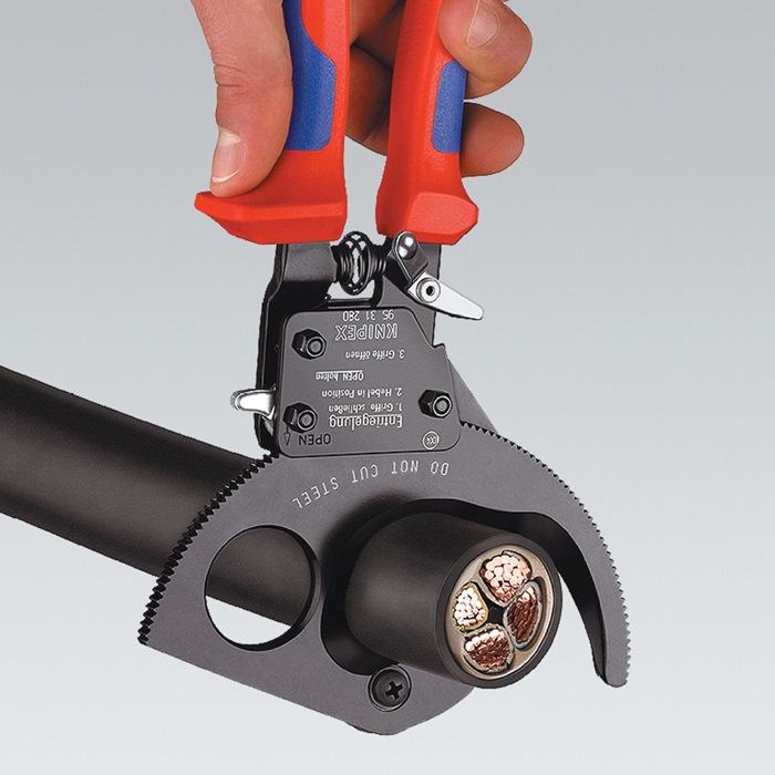 4000810929 - Detailbild5_Kabelschneider Gesamt-L.280mm max.52 (380 mm²)mm Mehrkomp.-Hüllen KNIPEX