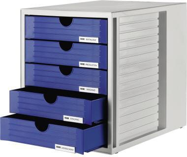 9199107360 - Detailbild_HAN Schubladenbox Systembox 1450-14 DIN C4 5Schubfächer bl
