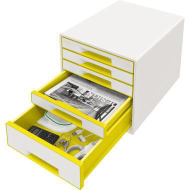 9199125452 - Detailbild_Leitz Schubladenbox WOW CUBE 52142016 5Schubfächer weiß/gelb