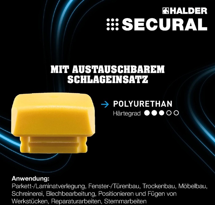 4000811745 - Detailbild_Schonhammerkopf SECURAL Kopf-D.30x40mm PU gelb mittelh.HALDER