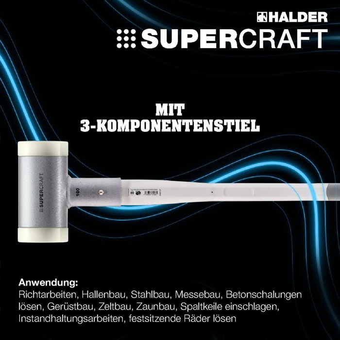 4000811755 - Detailbild3_Schonhammer SUPERCRAFT L.325mm Kopf-D.60mm STA hart splitterfrei Nyl.weiß HALDER