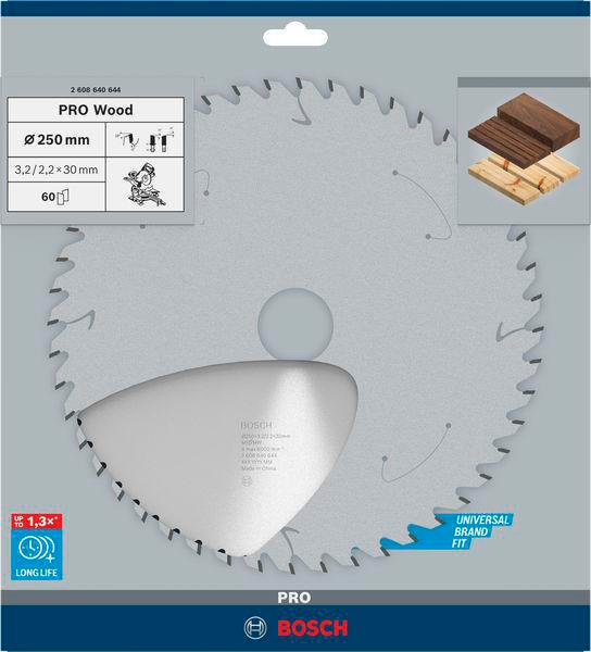 4000815448 - Detailbild5_Kreissägeblatt PRO Wood AD 250mm Z.60 WZ/N Bohr.30mm Schnitt-B.3,2mm HM BOSCH