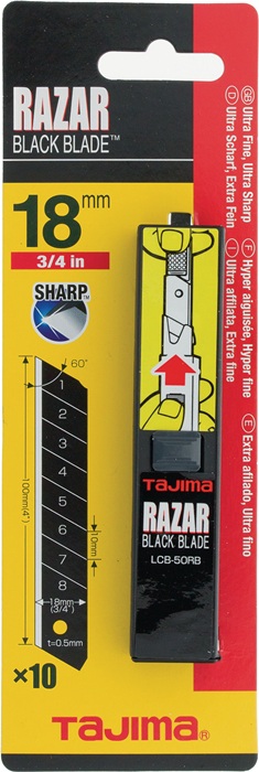 4000819050 - Detailbild_Abbrechklinge RAZAR BLACK L100xB18xS0,5mm 7 Sollbruchstellen 10 St./SB-Karte