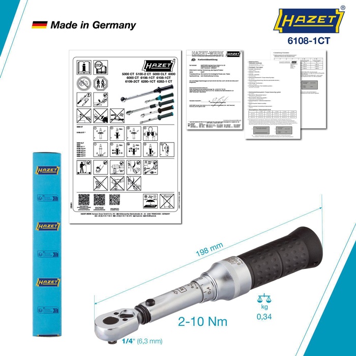 4000821730 - Detailbild_Drehmomentschlüssel 6108-1CT 1/4 Zoll 2-10 Nm HAZET
