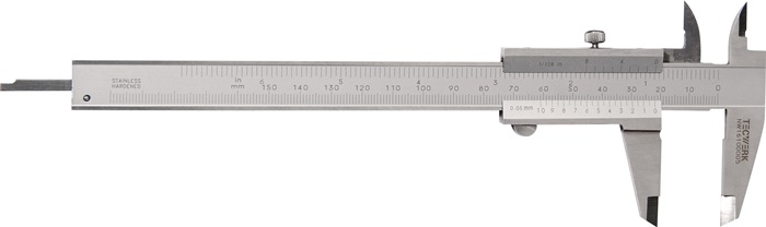 [2000851015] TECWERK Taschenmessschieber DIN 862 (mit Feststellschraube, 150 mm, 0,05 mm / 1/128 inch, 40 mm)