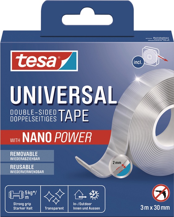 TESA Doppelseitiges Klebeband universal tape nano 55810