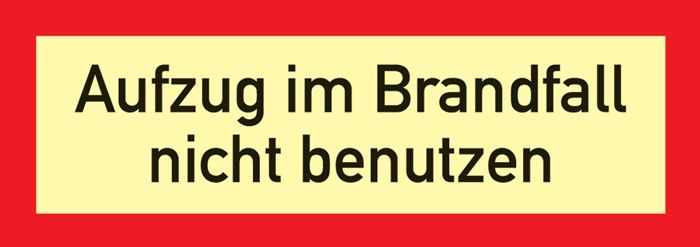 [3000277597] Brandschutzzeichen DIN 4066 (Aufzug im Brandfall nicht benutzen, Kunststoff)
