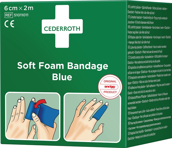 [4000386486] CEDERROTH Soft Foam Bandage (selbsthaftend elastisch, blau, Rolle 6 cm x 2 m, 2 m)