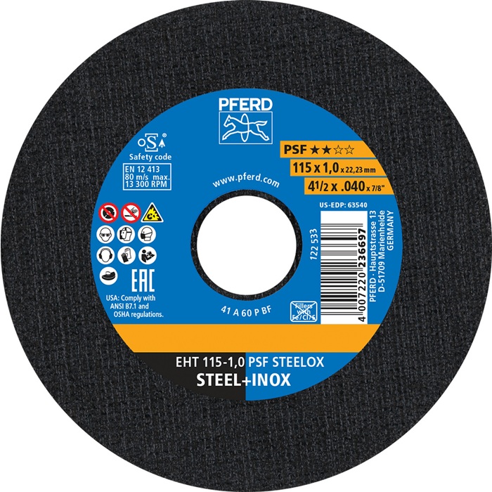 [4000842600] PFERD TOOLS Trennscheibe PSF STEELOX (115 mm, 1 mm, 13300 min-¹)