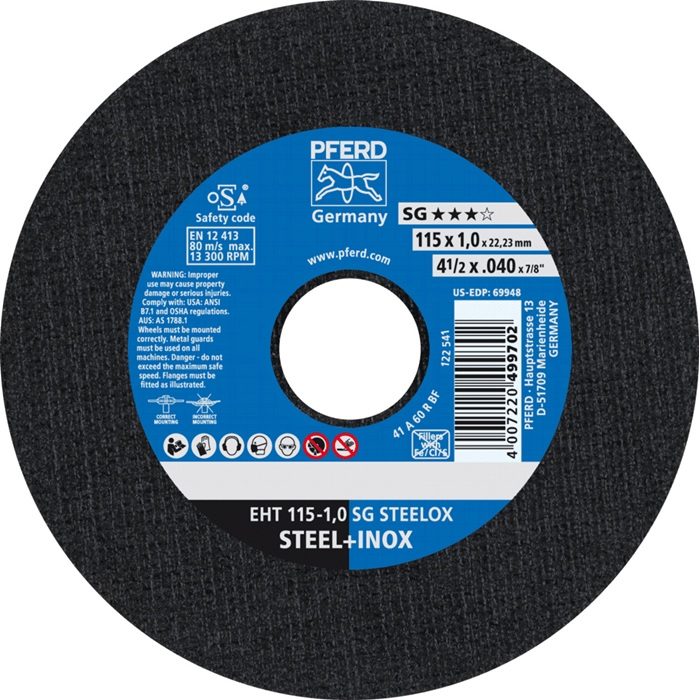 [4000841255] PFERD TOOLS Trennscheibe SG STEELOX (115 mm, 1 mm, 13300 min-¹)
