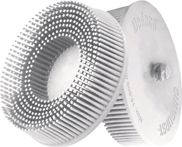 [4000845573] TYROLIT Radialbürstenscheibe Sunburst (76 mm, 76, 120, A120 MEDIUM, 20000 min-¹, weiß)