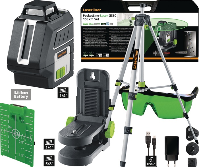 LASERLINER Kreuzlinienlaser PocketLine-Laser G360 Set