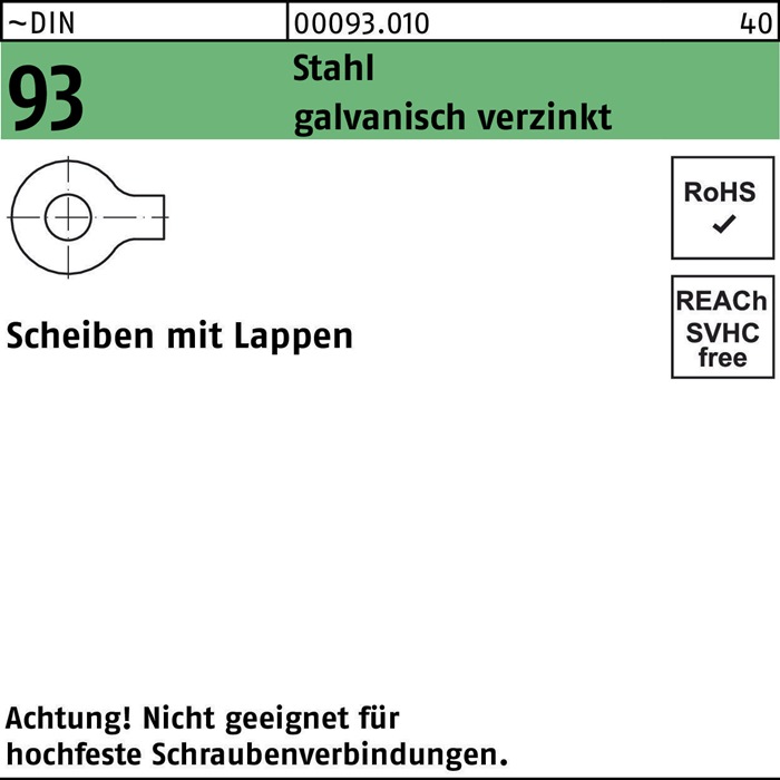 Unterlegscheibe DIN 93 m.Lappen