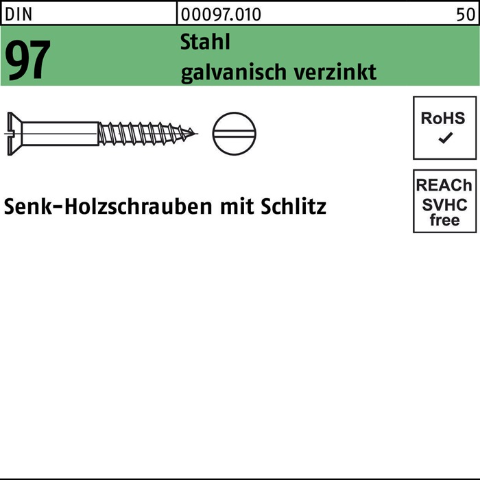Holzschraube DIN 97 Senkkopf Schlitz