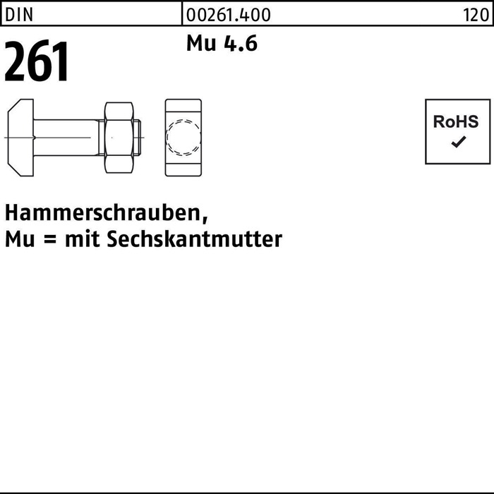 Hammerschraube DIN 261 m.Sechskantmutter