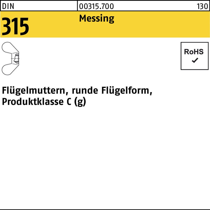 Flügelmutter DIN 315 runde Form