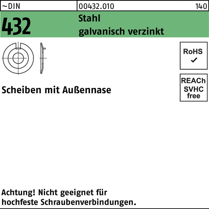 Scheibe DIN 432 m.Außennase