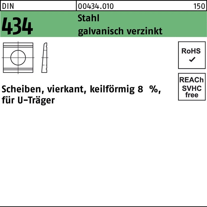 U-Scheibe DIN 434 vierkant keilförmig