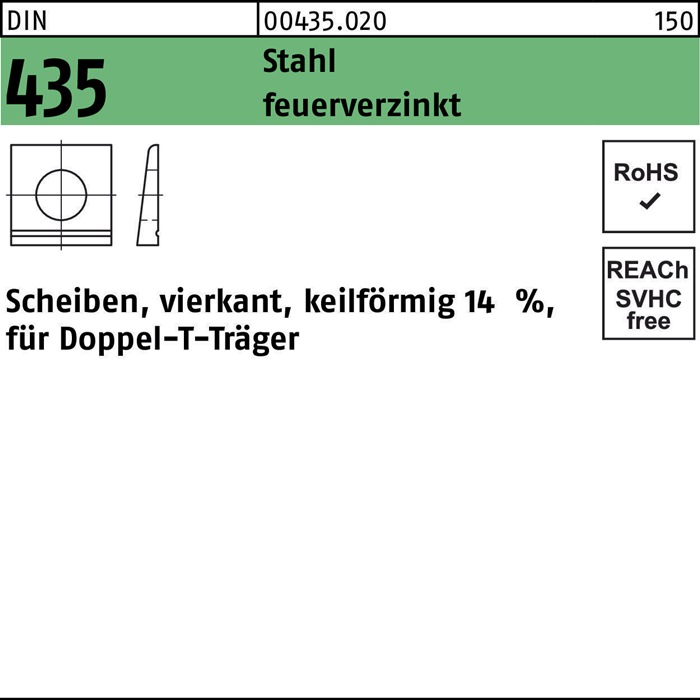I-Scheibe DIN 435 vierkant keilförmig