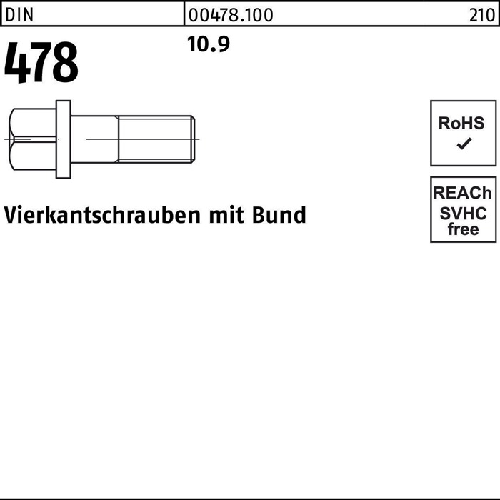 [000478100000100050] Vierkantschraube DIN 478 m.Bund (50 mm, 10 mm, Ohne Formangabe)