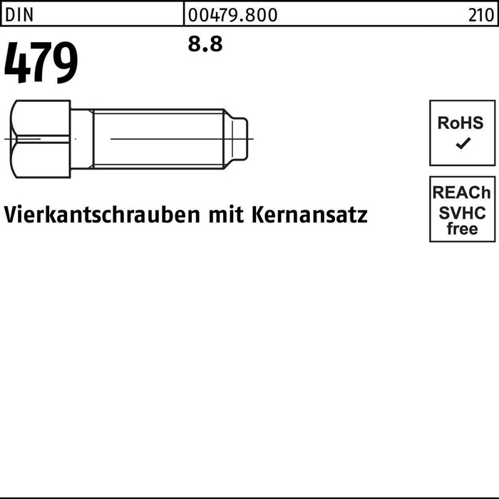 [000479080000160120] Vierkantschraube DIN 479 m.Kernansatz (120 mm, 16 mm, Ohne Formangabe)