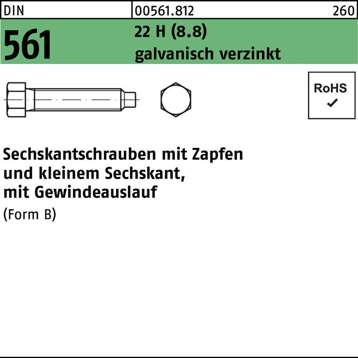 Sechskantschraube DIN 561 m.Zapfen