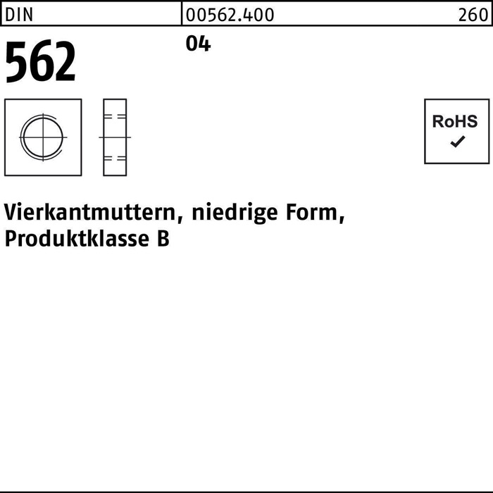Vierkantmutter DIN 562 niedrige Form
