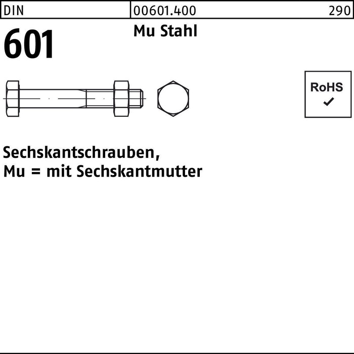 Sechskantschraube DIN 601 m.Sechskantmutter
