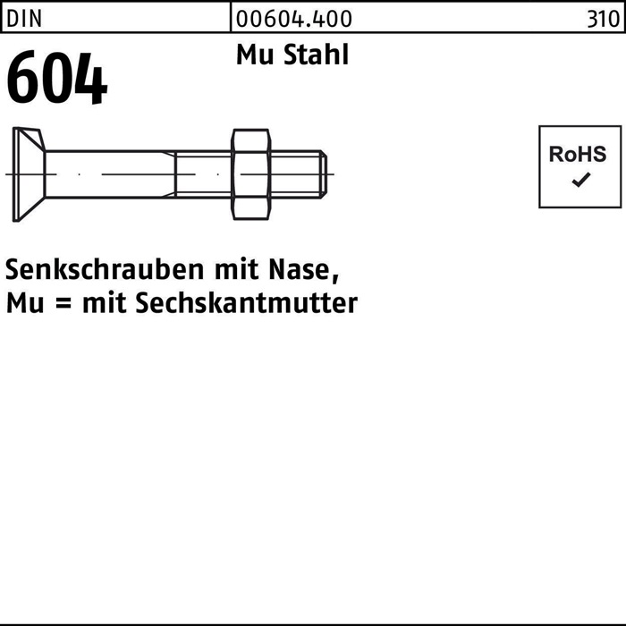 Senkschraube DIN 604 m.Nase/6-kantmutter