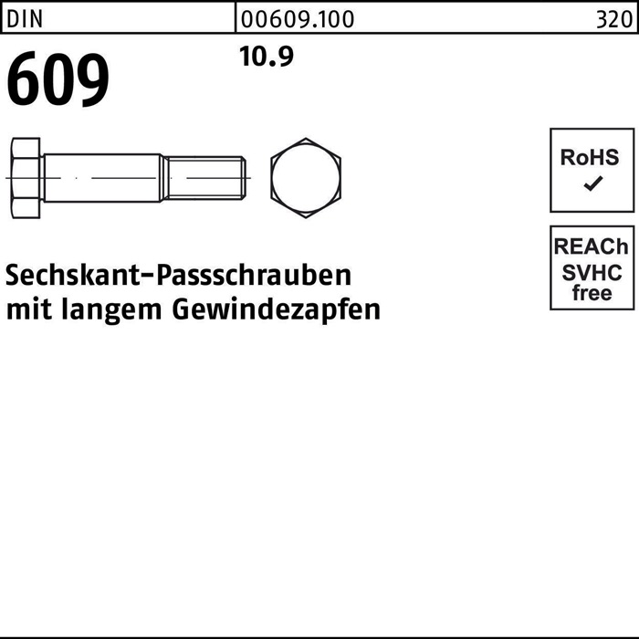 Sechskantpassschraube DIN 609 m.langem Gewindezapfen