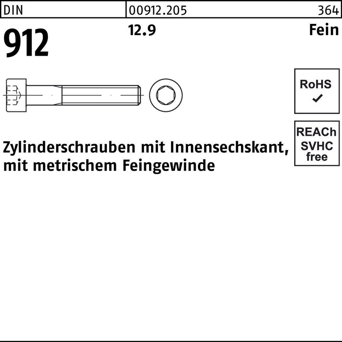 [000912120050161120] Zylinderschraube DIN 912 m.Innensechskant (120 mm, 16 mm)