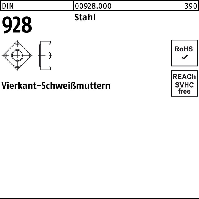 Vierkantanschweißmutter DIN 928