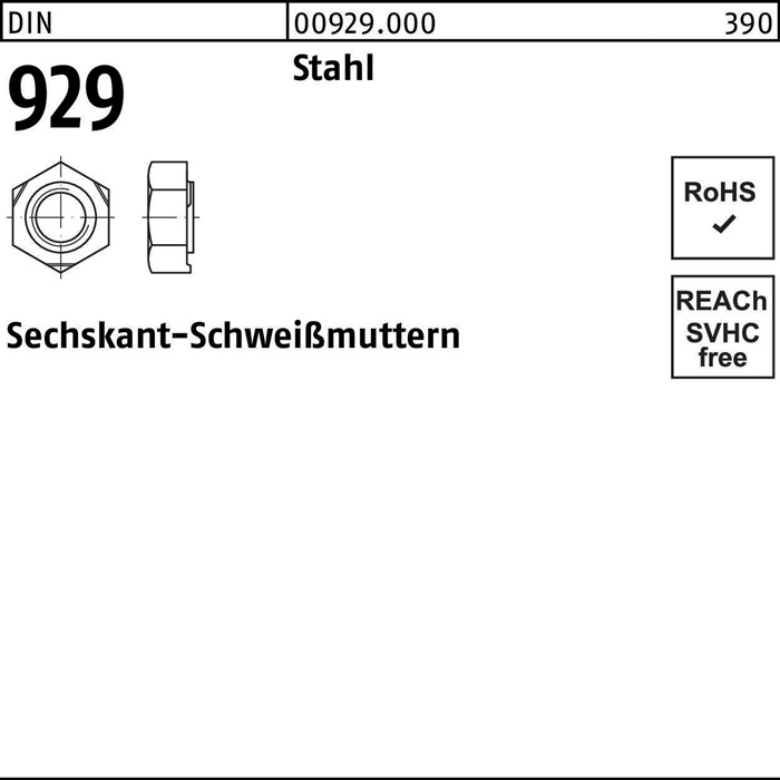 Sechskantanschweißmutter DIN 929
