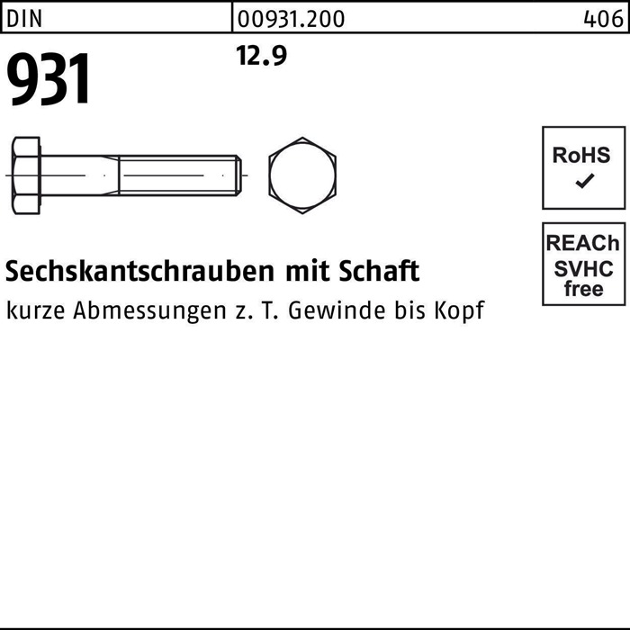 Sechskantschraube DIN 931 m.Schaft