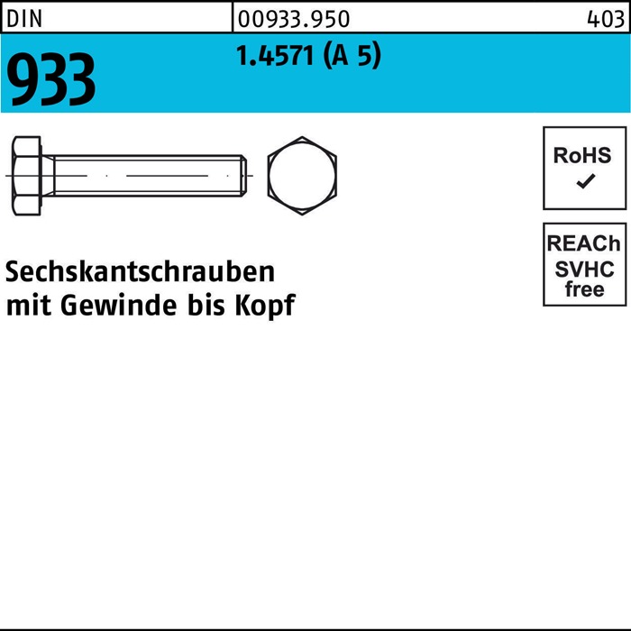 Sechskantschraube DIN 933 VG